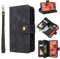iPhone 8 Plus/7 Plus Phone Case Zipper Pocket Flip Shockproof Leather Folio Wallet Case with 7 Card Holder Slots Stand Silicone Bumper Zip Cover for iPhone 8 Plus/7 Plus Case Girls Women Men, Black