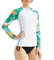 SURFEASY Damen Rash Guard Langarm Sonnenschutz Schnelltrocknend Badeshirt Surf shirt Schwimmen Bademode(Weiße Blätter,2XL)