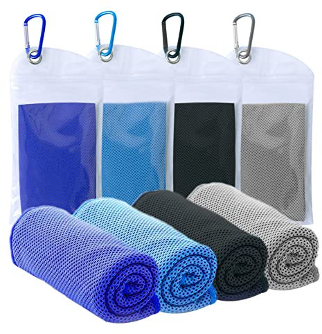 SZELAM 40/''x 12/''kühlende Handtücher, 4 Pcs kühlende Handtuch für Hals und Gesicht, Fitness-Handtücher, Yoga, Golf, Camping, Outdoor-Sporthandtuch sofortige Kühlung, Blau-grau-schwarz-dunkelblau