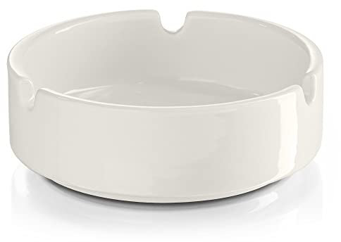 Forgast Modermo Prima Porzellan Aschenbecher | 8,9 cm | weiß Aschenbecher mit schlichtem Design | für den privaten und gastronomischen Gebrauch