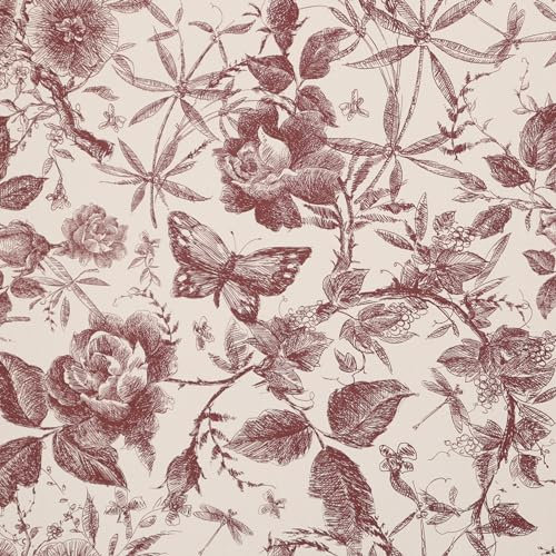LOVADA Peel and Stick Wallpaper - 15.7x118 Inches, Red Roses with Butterfly, Self-Adhesive Removable Wallpaper for Walls, Cabinets, Furniture, Home Decor (Vinyl, Easy to Apply, Floral Design)