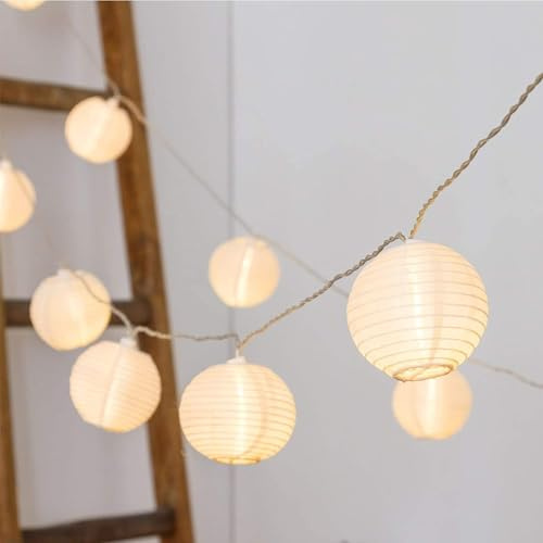 Vigdur Lantern String Lights Waterproof Connectable Nylon Hanging Lantern String Lights Plug in White Decorative Lights for Patio Wedding Party Bedroom Indoor Outdoor Use,9.84FT