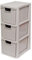 3 Tier Rattan Style | Medium Drawer Plastic Tower Storage Unit | Desktop Organizer TableTop stationery Crafts kids Room Files Paperwork School Home Office | 3 Tier Medium Mushroom