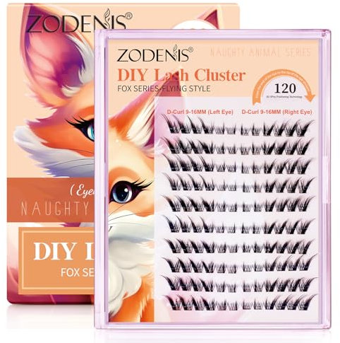 Faux Cils Faux cils en grappe Kit d'extension de cils DIY Cils individuels Fox Series Flying Style Eye Lashes Faux cils en grappe d'aspect naturel C Curl Wispy Faux cils 120PCS 9-16mm Mix Lashes