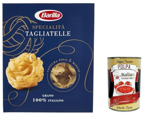 Italian Gourmet Pasta Tagliatelle, Nudeln aus Italien 10 x 500g klassisch | Formato ruvido per sughi ricchi, kocht bissfest, geeignet für Familie, Küche, Gesamtnettogewicht 5 kg + Kostenlos Polpa 400g