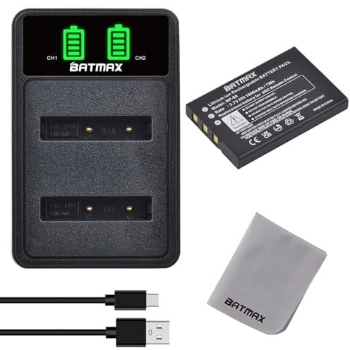 Batmax FNP-60 Battery Replacement and USB Battery Charger for Fujifilm NP-60 Fujifilm FinePix F50I F401 F402 F501 ZOOM F410 F601 F603