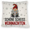 Grimmiger Wichtel Kissen mit Spruch Schöne scheiß Weihnachten EIN DekoKissen für Weihnachtsmuffel WeihnachtsKissen Motiv Lichterkette Männer kuscheliger Kissen bezug Weihnachten