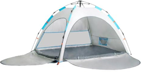 ROFFT Pop-Up-Campingzelt für 2 Personen – sofortiger Aufbau, wasserabweisend, leichte Kuppel mit zwei Netztüren und ausziehbarer Veranda – ideal für Strand, Wandern und Rucksackreisen (Grau)