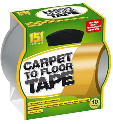 SuperGift.com 2x Carpet To Floor Tape - Multi-purpose Strong Adhesive Tape - Heavy Duty - Double Pack - Suitable for DIY Projects & Flooring