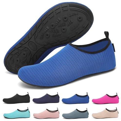 SAGUARO Escarpines Hombre Mujer Agua Zapatillas de Playa Secado Rápido Calzado de Agua Antideslizante Escarpines para Surf Buceo Rio Piscina Azul Gr.40/41