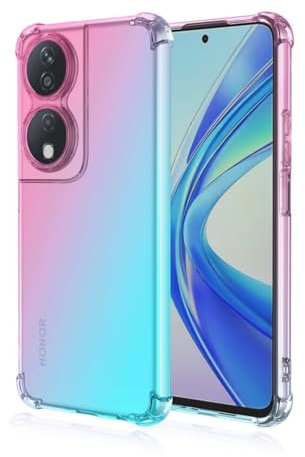 JIAFEI Coque pour Honor 90 Smart 5G Étui Protecteur en Souple Silicone TPU Antichoc Housse de Protection en Couleur Dégradée Compatible avec Honor 90 Smart 5G Rose/Vert