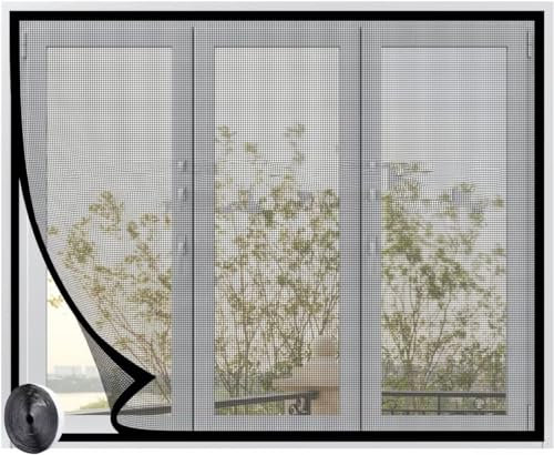 Fenstergitter aus Fiberglas. Kratzfest, einfach anzubringen und zu entfernen, kein Bohren erforderlich, perfekt für verschiedene Arten von Fenstern, 155 x 155 cm, schwarz