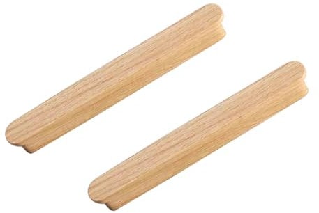 Furniture Handles Knobs Solid Wooden Cabinet Door Handles Natural Wood Drawer Knobs Wardrobe Handles Kitchen Cabinet Handles 2 Pack (Oak,Hole Distance 96mm)
