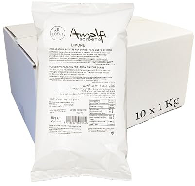 Almar Preparato in Polvere Sorbetto Limone Senza Glutine Senza Lattosio, Sorbetto al Limone Naturale Pronto 100% Made in Italy - OFFERTA RISPARMIO 10 Buste da 990 Grammi