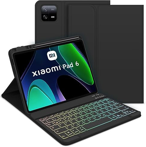 Bettdow für Xiaomi Pad 6 2023 11 Tastatur Hülle, QWERTZ Abnehmbare Tastatur mit Schutzhülle für Xiaomi Pad 6/ Pad 6 Pro 2023 11 Zoll, Schwarz