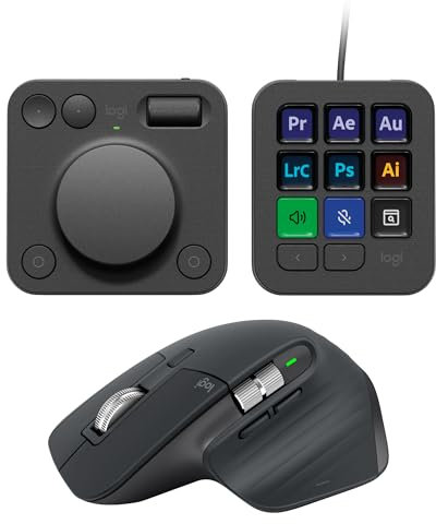 Logitech MX Master 3S et Creative Console: Souris de précision, Touches programmables, molette de réglage, pour Conception Graphique, Montage vidéo, Adobe, Zoom - Graphite