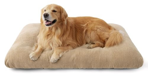 BEDSURE Hundebett Waschbar Extra Groß - XXL Hundekissen Bett Beruhigende Hundematratze mit Rutschfestem Boden, XL Hund Warmes Kissen für Große Haustiere, Kamel, 119x74x8cm