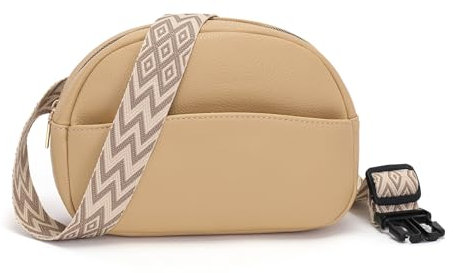 Vezluax Bauchtasche Damen Umhängetasche Stylish Crossbody Fanny Pack women Hip Bag Hüfttasche vegan Leder geschenke für frauen mit Schultergurt Erdgelb