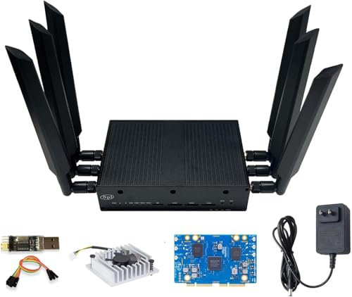Banana Pi BPI-R4 WiFi 7 Routeur OpenWRT DDR4 4 Go/8 Go de RAM MediaTek MT7988A (Filogic 880) SoC, routeur sans fil 4G/5G, 2 x 10GbE SFP 4X GbE pour NAS Smart Home Gateway (kit de base, DDR4 8 Go)