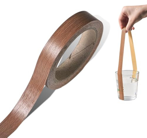 YzmrBdqc 18mm x 10m Edge Tape,Self-Adhesive Wood Effect Tape,Wrap Self Adhesive Wallpaper Brown,for Furniture Worktop Cabinet Desk Easy DIY Application