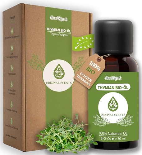 DasXgut - BIO Thymianöl 30 ml [100% NATURREIN] Zertifiziertes Lebensmittel zum Einnehmen - aus Griechenland - Ätherische Öle Thymian - Tyhme Oil E5004118-RO-ECO-026