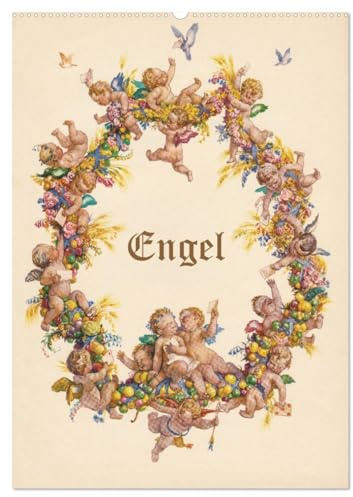 Engel (Wandkalender 2026 DIN A2 hoch), CALVENDO Monatskalender: Kleine Himmelsboten auf historischen Postkarten (CALVENDO Spass)