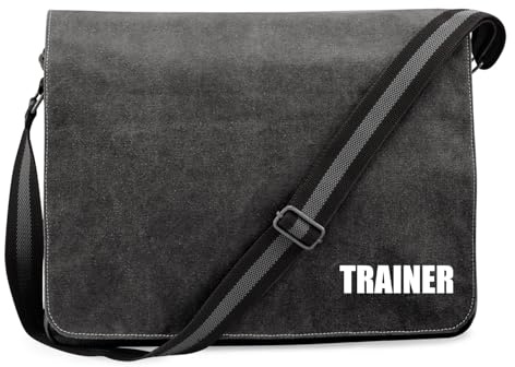 Huuraa Umhängetasche Trainer Training Geschenk | Messenger Bag mit Schultergurt 14 Liter Schultertasche Canvas Laptoptasche Geschenkidee Crossbody Tasche