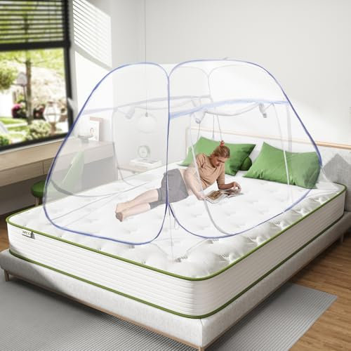 Moustiquaire pop-up pour lit - 200 x 180 x 145 cm - Grande moustiquaire pour lit double - Pliable - Moustiquaire mobile