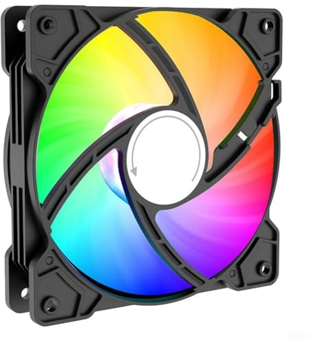 Ventilador de chasis de computadora 12CM RGB LED Ventilador de refrigeración Conector de 4 pines Funcionamiento silencioso 1200RPM PC Case Fan (negro-12cm)