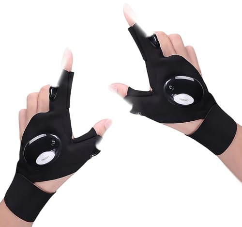 Richaa Papa Geschenk Weihnachten, Handschuhe mit Licht Angelzubehör Led Handschuhe