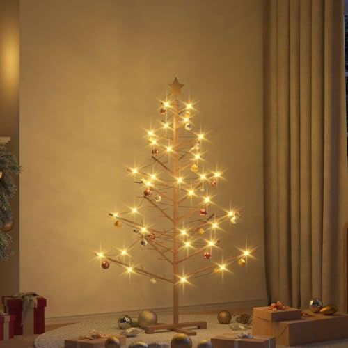 Holz Weihnachtsbaum mit Ständer, Braun, 150 cm Massivholz Kiefer, langlebig, für Innen- & geschützten Außenbereich, Moderne Weihnachtsbaum Dekoration