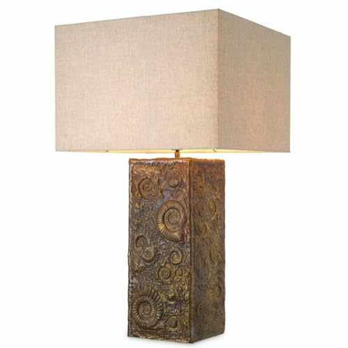 Casa Padrino Luxus Tischleuchte Vintage Messing/Beige H. 87,5 cm - Luxus Leuchten