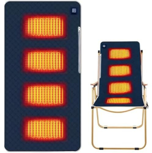 Tidevib Coussin chauffant rechargeable pour siège 5 V alimenté par USB 3 vitesses 4 chauffages pour dos, hanches, cuisses avec température réglable Bleu marine