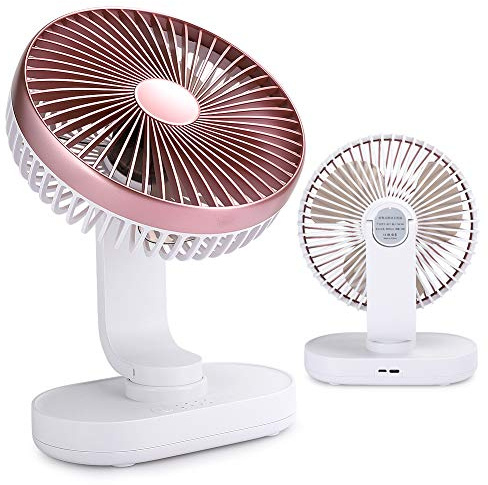 Yctze USB-Tischventilator mit 4 Geschwindigkeitsstufen, Tragbarer und Leiser Tischventilator in Roségold (Roségold)