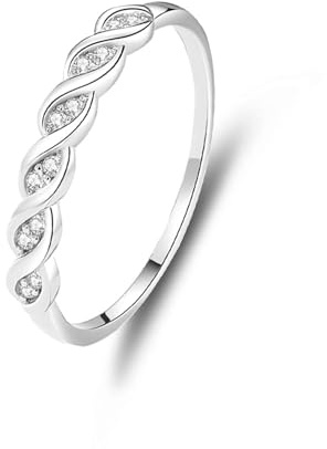 Epinki Antragsring 18 Karat 750 Gold, Verflechtung Pärchen Ringe mit Diamant, Eheringe 950 Platin Echtschmuck, Gr.47-65