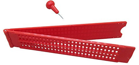 VISIONU Brailletafel 4 Zeilen 28 Zeichen pro Zeil Braille Schreibtafel mit Griffel 2 stücke (Rot)