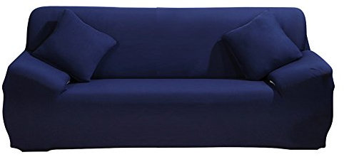 ele ELEOPTION Sofa Überwürfe Sofabezug Stretch elastische Sofahusse Sofa Abdeckung in Verschiedene Größe und Farbe Herstellergröße 195-230cm (Dunkelblau, 3 Sitzer für Sofalänge 170-220cm)