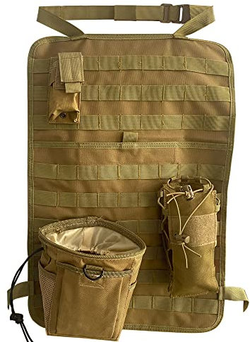 DECHO-C Organisateur Tactique de siège Avant de véhicule de Molle avec la Bouteille/Lampe-Torche/Poche de Recyclage