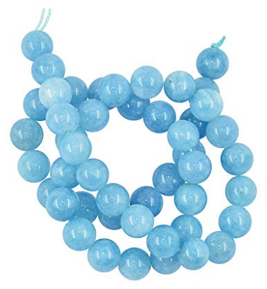 Sharplace Natuerliche Jade Stein Halbe Runde Lose Perlen für Schmuck selber Machen, Blau, 8 mm