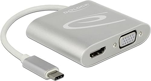 DeLock Splitter USB-C 1x HDMI + 1x VGA Splitter & Switches, Silber