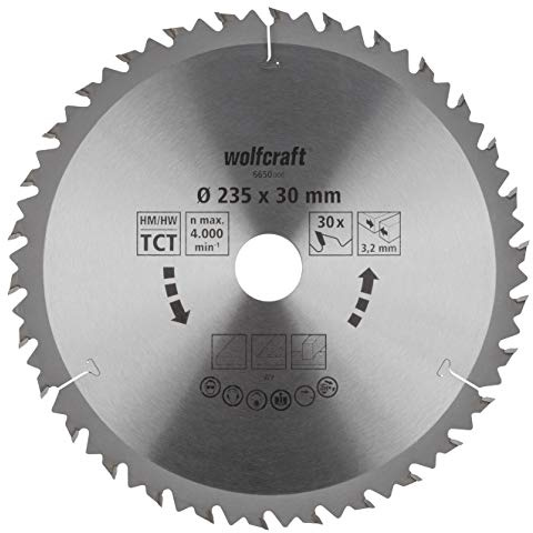 wolfcraft 6650000 | Handkreissägeblatt HM | Serie braun | 30 Zähne | ø235x30