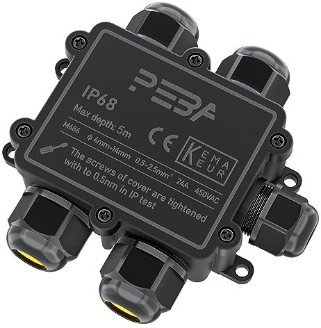 PEBA Abzweigdose IP68, Erdkabel Klemmdose Verbindungsdose, 5 Wege Junction Box, Klemmkasten, Wasserdichte Kabelverbinder, Aufputz Verteilerdose Außen Wasserdicht,für 4-14mm Kabel,Abzweigkasten schwarz