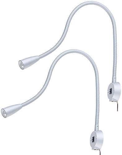 Lunartec Bettlampe: 2er-Set LED-Bett- & Leseleuchten, Schwanenhals & USB-Ladebuchse, je 3W (LED Lampe Schwanenhals, Bettleuchte, iPhone Ladestation)