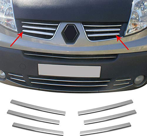Moulure de Grille de Calandre Compatible avec Renault Trafic 2010-2014, Garniture Baguette de Calandre en Acier Inoxydable Argent