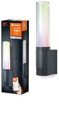 Ledvance Smarte LED Aussenleuchte für die Wand mit WiFi Technologie, Leuchte für Außen, RGB-Farben änderbar, dunkelgr. Aluminium, Kompatibel mit Google und Alexa Voice Control