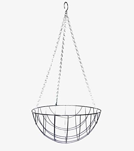 RiloStore Metall PFLANZKORB HÄNGER AMPEL schwarz Metall Etagere Obstkorb Dekokorb Industrie Stil Vintage Landhaus Ethno Blumentopf zum Hängen Balkonkette Deckenhänger Topf Metallkorb Blumenhalter