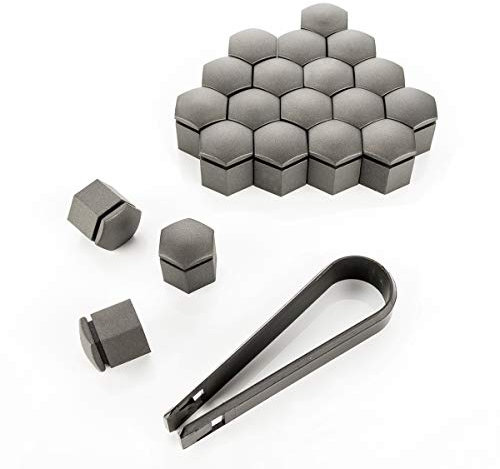 LST 20x Felgen Radschraube Abdeckkappen Sechskant Kappen Set 19 mm grau Matt