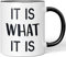 JUNIWORDS Keramiktasse, It is what it is, Schwarz, 330 ml, Designer-Keramik-Tasse