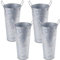 ZOOFOX Set of 4 Galvanized Metal Vases, 9 Farmhouse French Bucket with Handles, Rustic Style Metal Flower Holder for Home and Wedding Table Centerpiece Decor, with Plastic Liner/Insert Included