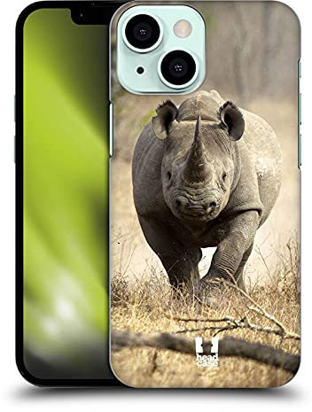 Head Case Designs Running Black Rhino Wildlife Hard Back Case Compatible With Apple iPhone 13 Mini